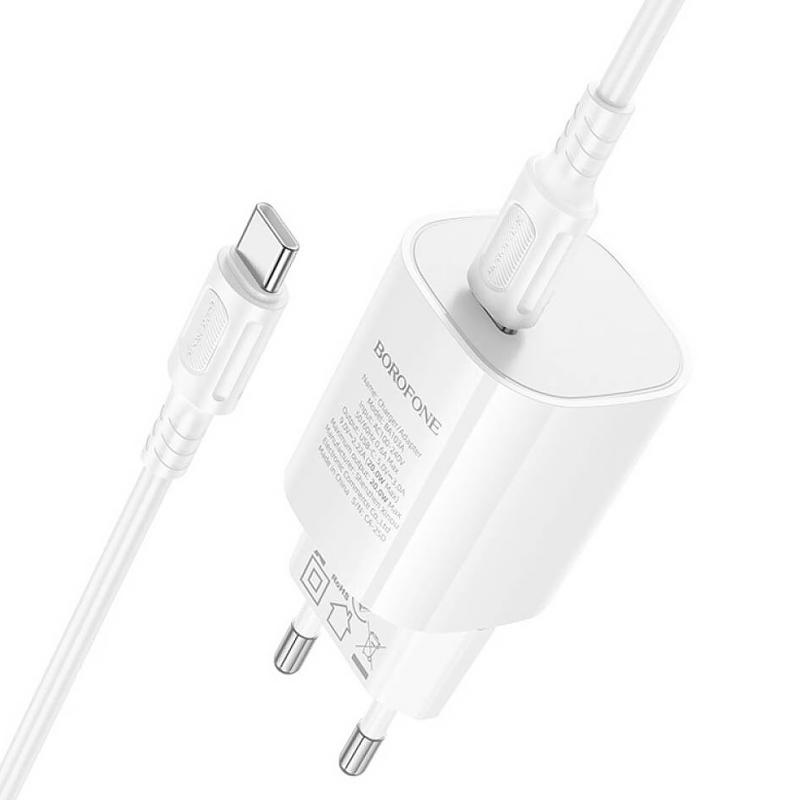 МЗП Borofone BA103A Pudding PD20W (1USB-C) + кабель Type-C to Type-C на малюнкі №2