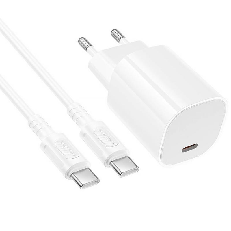 МЗП Borofone BA103A Pudding PD20W (1USB-C) + кабель Type-C to Type-C на малюнкі №3