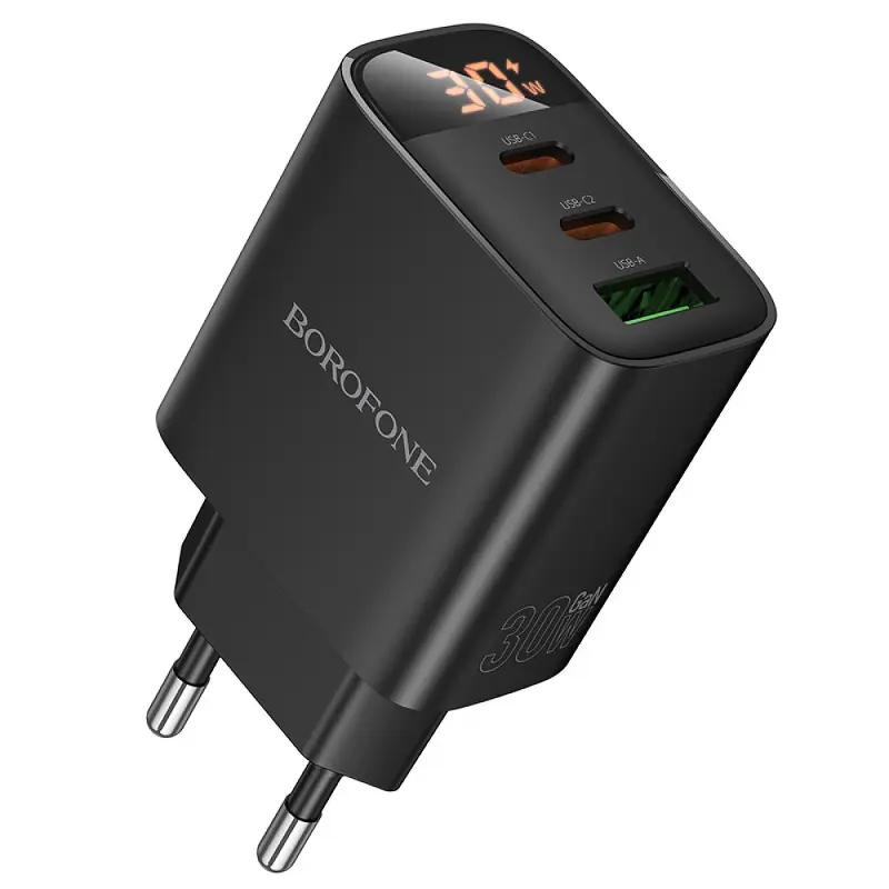 МЗП Borofone BA98A Ilustre with digital display PD30W (1USB-A/2C), купити оптом з доставкою