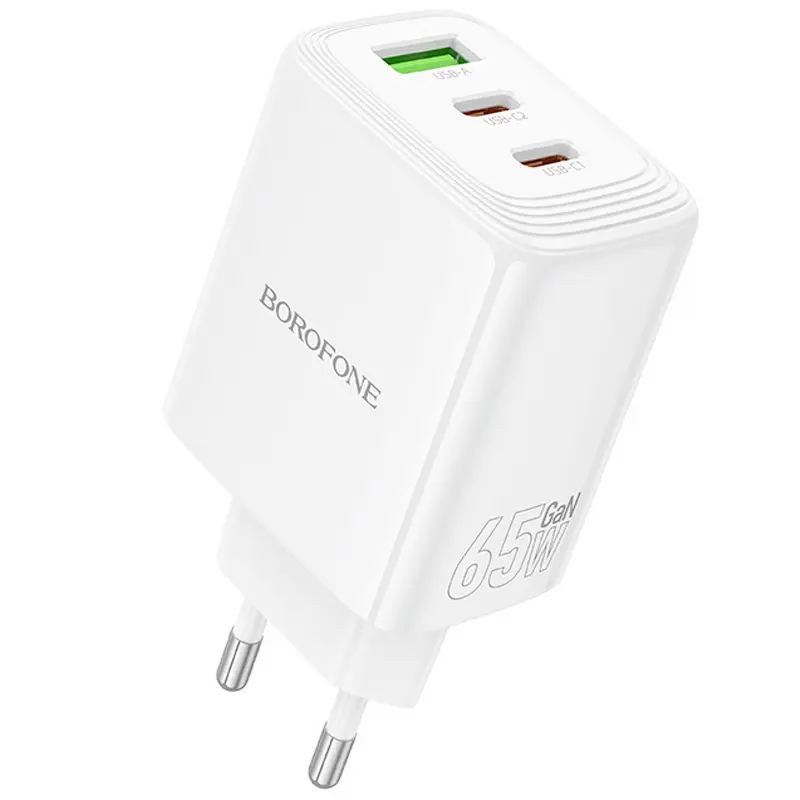 МЗП Borofone BN32 Cargador PD65W (1USB-A/2C), White, купити оптом з доставкою
