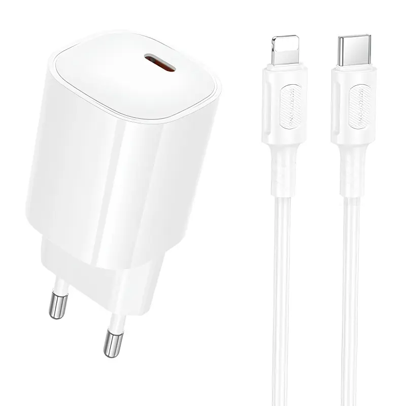 СЗУ Borofone BA103A Pudding PD20W (1USB-C) + кабель Type-C to Lightning, купить оптом с доставкой