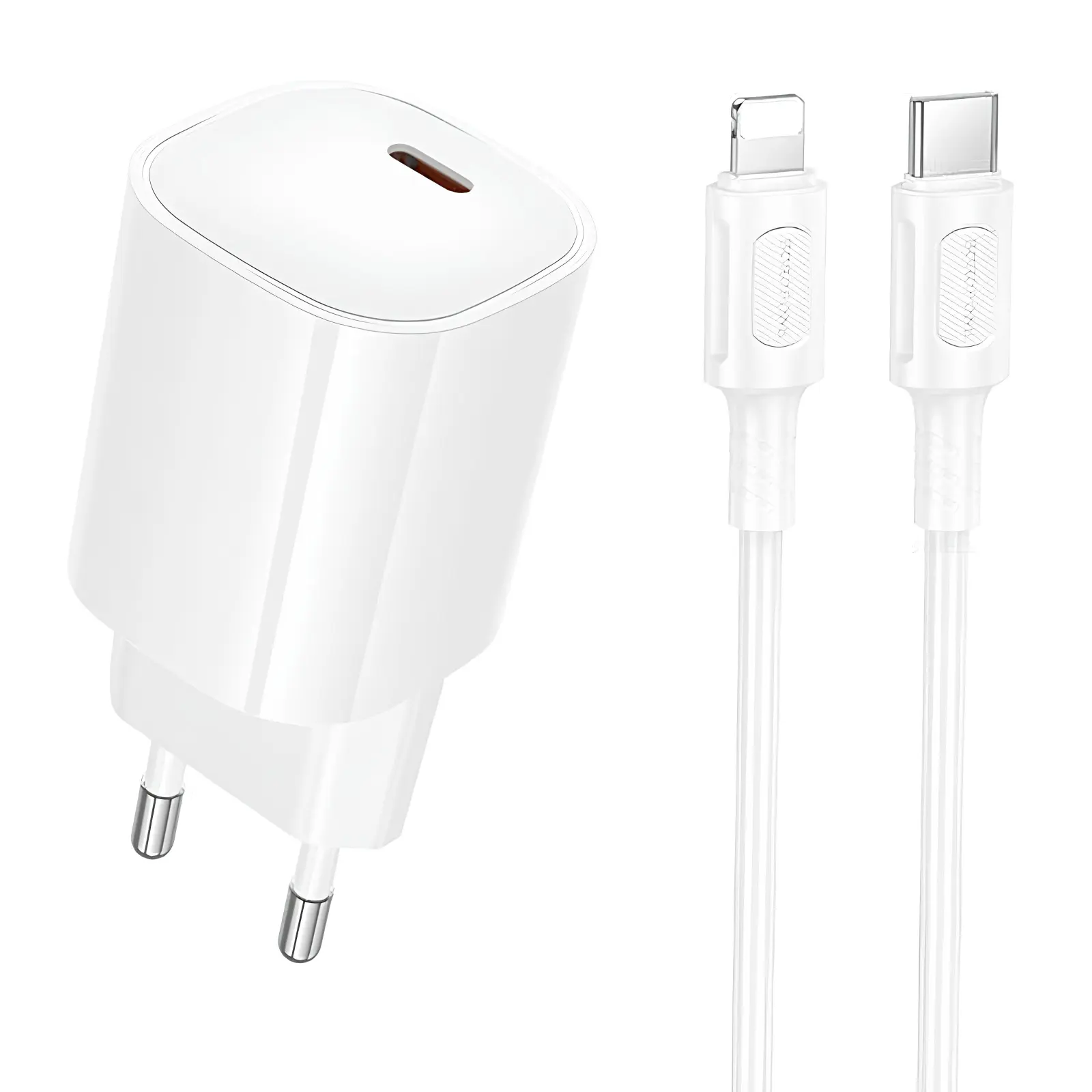 СЗУ Borofone BA103A Pudding PD20W (1USB-C) + кабель Type-C to Lightning, купить оптом с доставкой