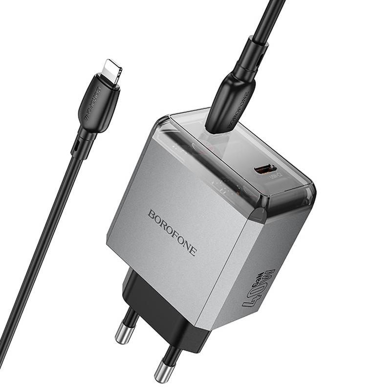 МЗП Borofone BN21 Lena PD40W+QC3.0 (2USB-C) + кабель Type-C to Lightning на малюнкі №3