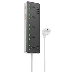 Удлинитель Hoco AC13A Safety Socket (3USB-A/1C/5xSocket) (1.5m)