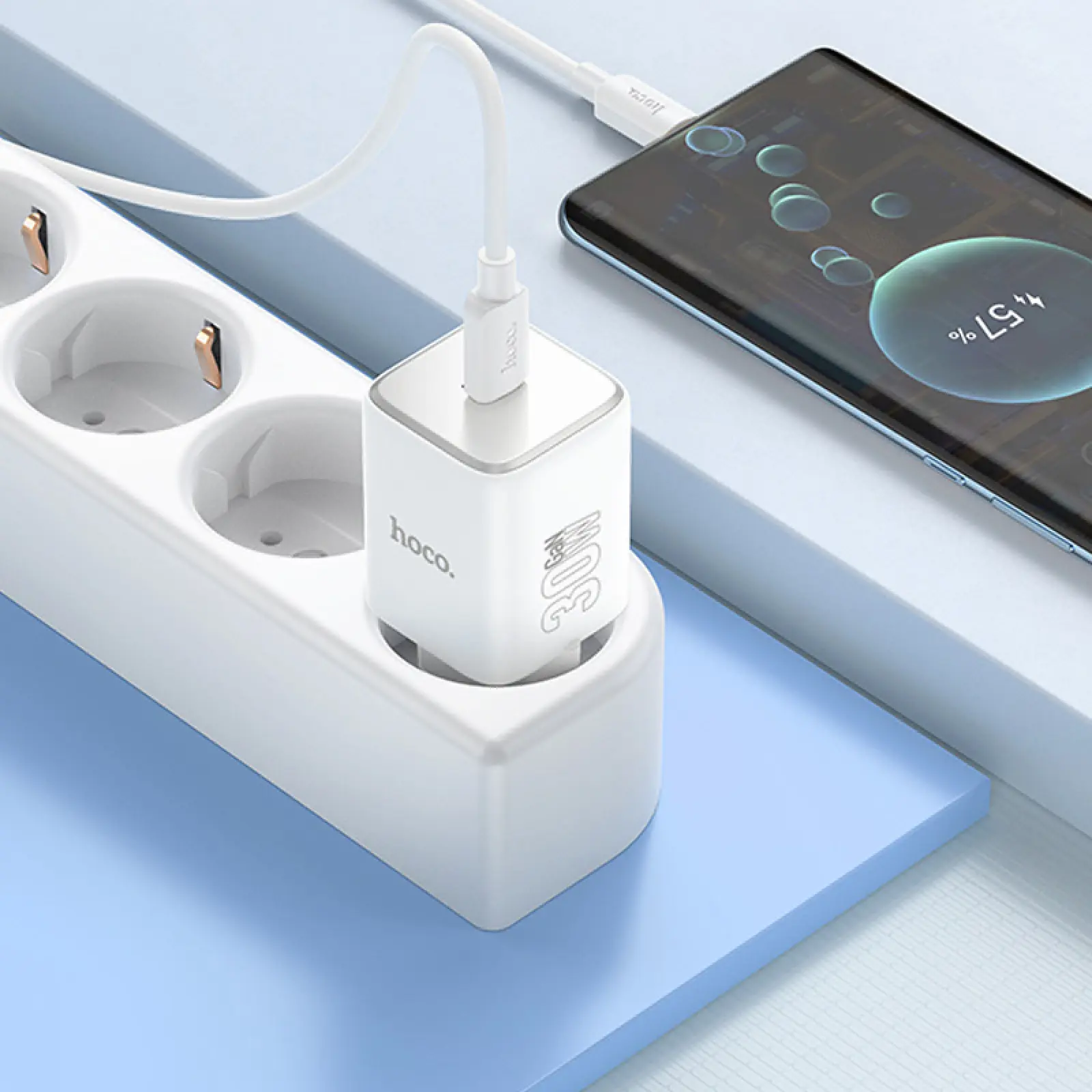 Уцінка МЗП Hoco N43 Vista PD30W (1USB-C), Пошкоджена упаковка / Moonlight white 2, купити оптом з доставкою