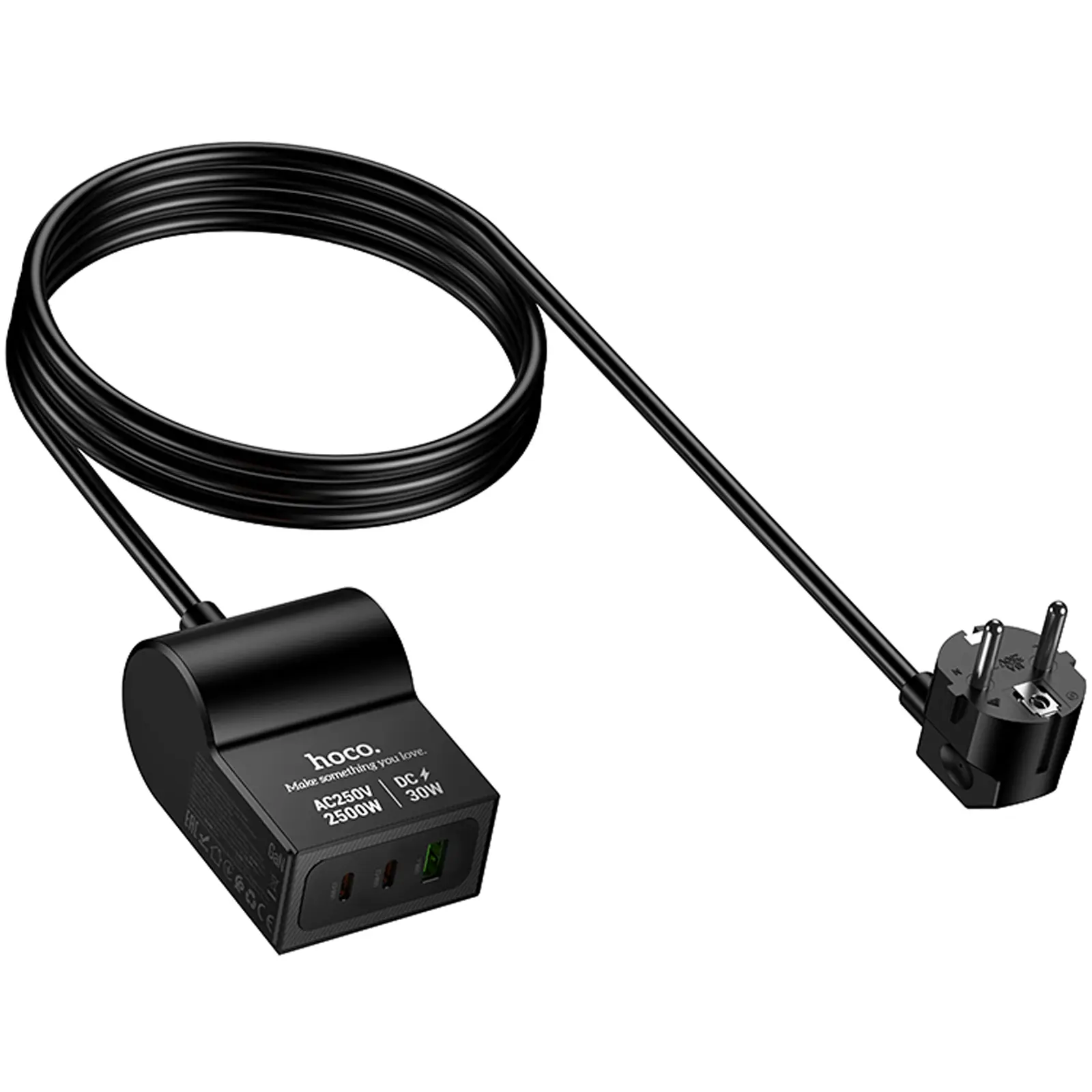 СЗУ Hoco AC33 Win 1 position 30W QC+PD (1USB-A/2C/1Socket) (1.5m), Black 5, купить оптом с доставкой