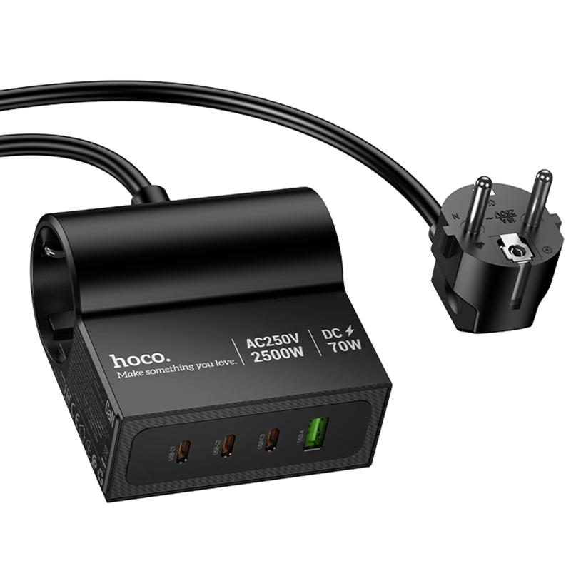МЗП Hoco AC34 Win 2 position 70W QC+PD (1USB-A/3C/1Socket) (1.5m) на малюнкі №3