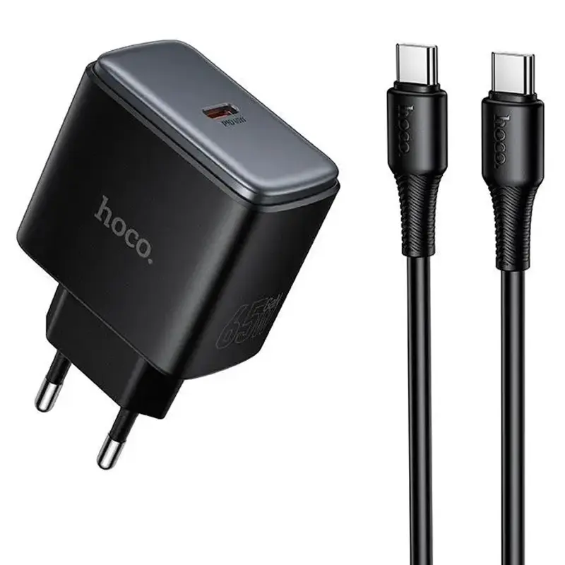 СЗУ Hoco C159A Upgrade PD65W (1USB-C) + кабель Type-C to Type-C, купить оптом с доставкой