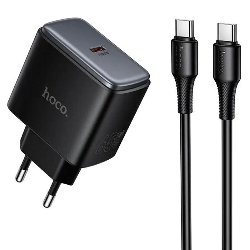 МЗП Hoco C159A Upgrade PD65W (1USB-C) + кабель Type-C to Type-C на малюнкі №1