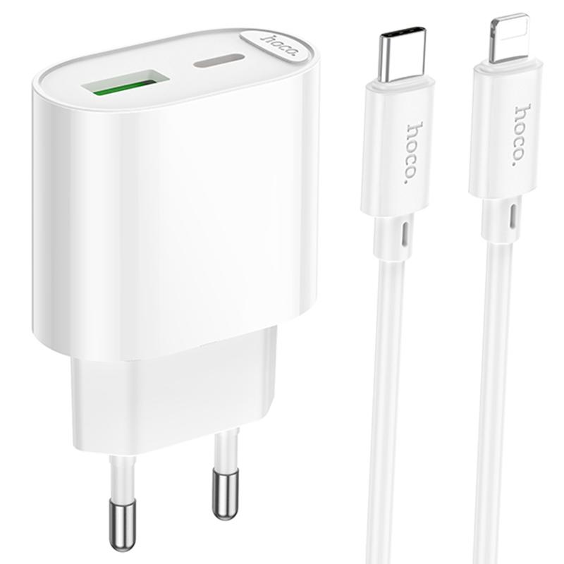 МЗП Hoco C109A Fighter PD20W (1USB-C) + кабель Type-C to Lightning на малюнкі №1