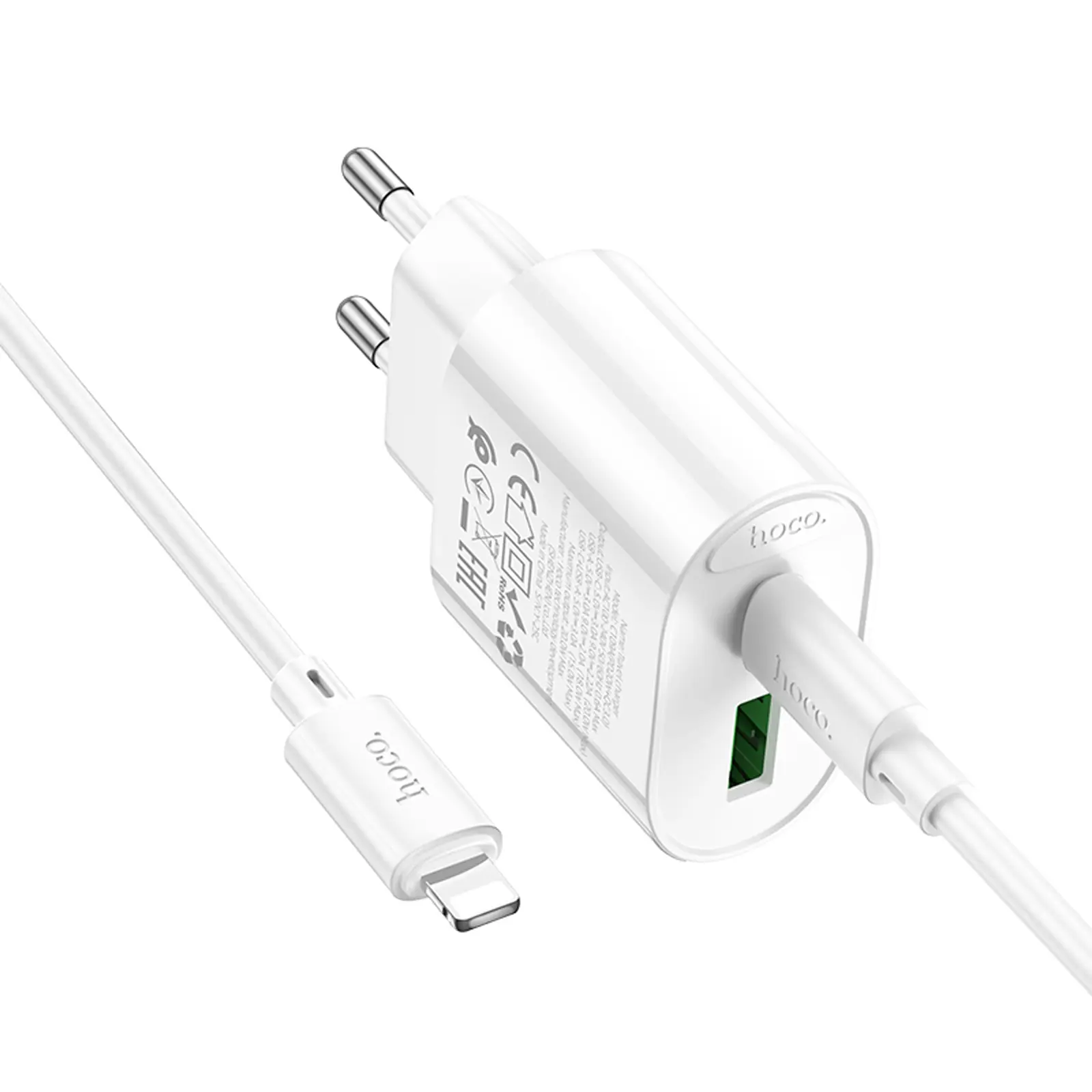 СЗУ Hoco C109A Fighter PD20W (1USB-C) + кабель Type-C to Lightning, White 3, купить оптом с доставкой