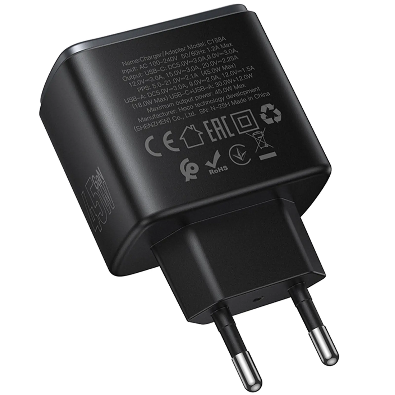 СЗУ Hoco C158A Upgrade PD45W (1USB-A/1C), Black 4, купить оптом с доставкой