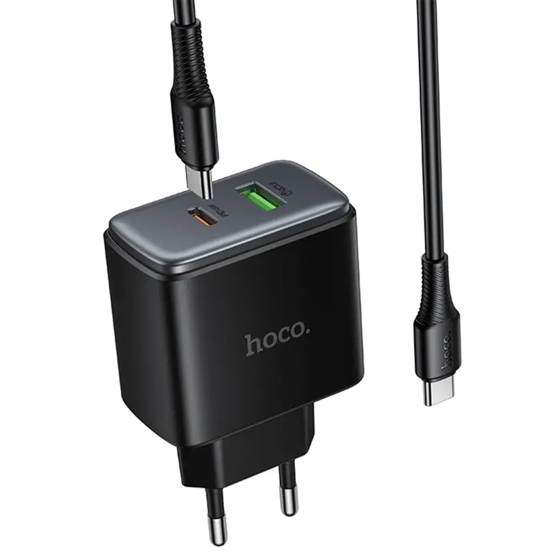 МЗП Hoco C158A Upgrade PD45W (1USB-A/1C) + кабель Type-C to Type-C, Black 3, купити оптом з доставкою