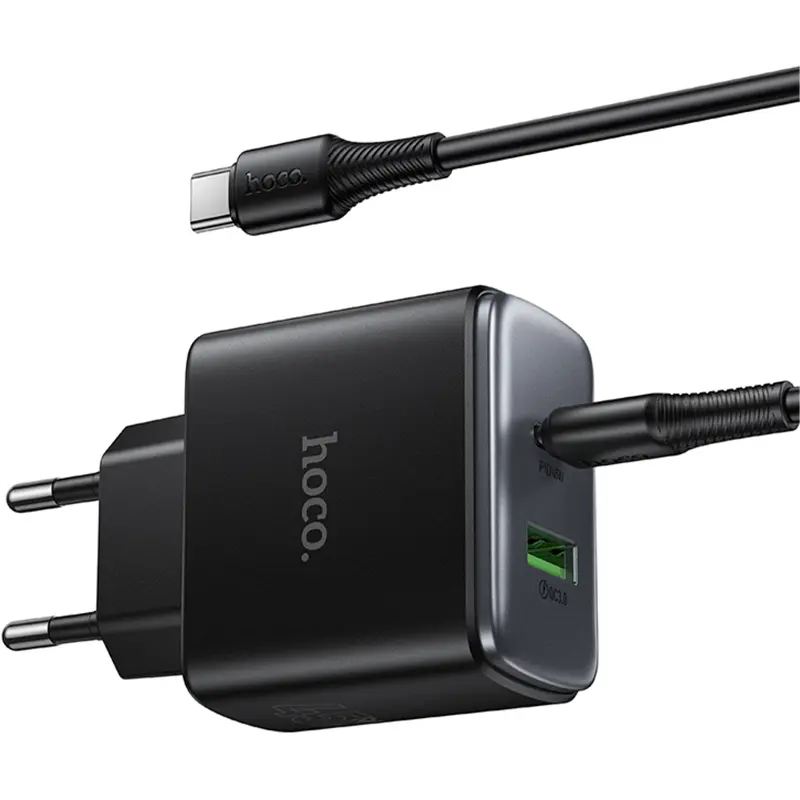 МЗП Hoco C158A Upgrade PD45W (1USB-A/1C) + кабель Type-C to Type-C, Black 4, купити оптом з доставкою