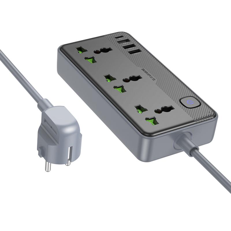 Подовжувач Borofone BAC2A (3USB-A/1C/3xSocket) (1.5m) на малюнкі №3