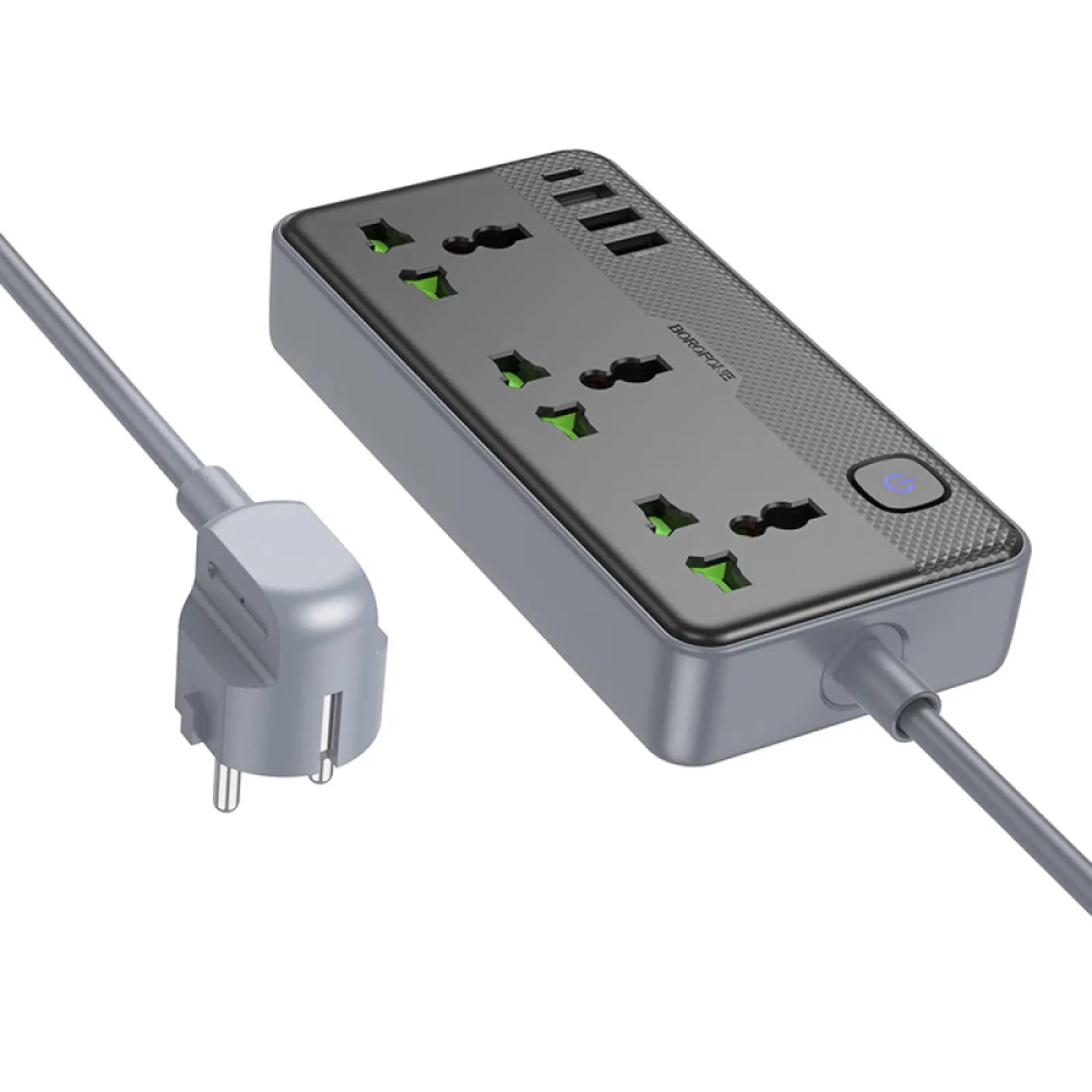 Удлинитель Borofone BAC2A (3USB-A/1C/3xSocket) (1.5m), Black 2, купить оптом с доставкой