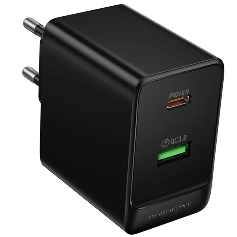 СЗУ Borofone BAS17A Erudite PD65W+QC3.0 (1USB-A/1C), Black 1, купить оптом с доставкой