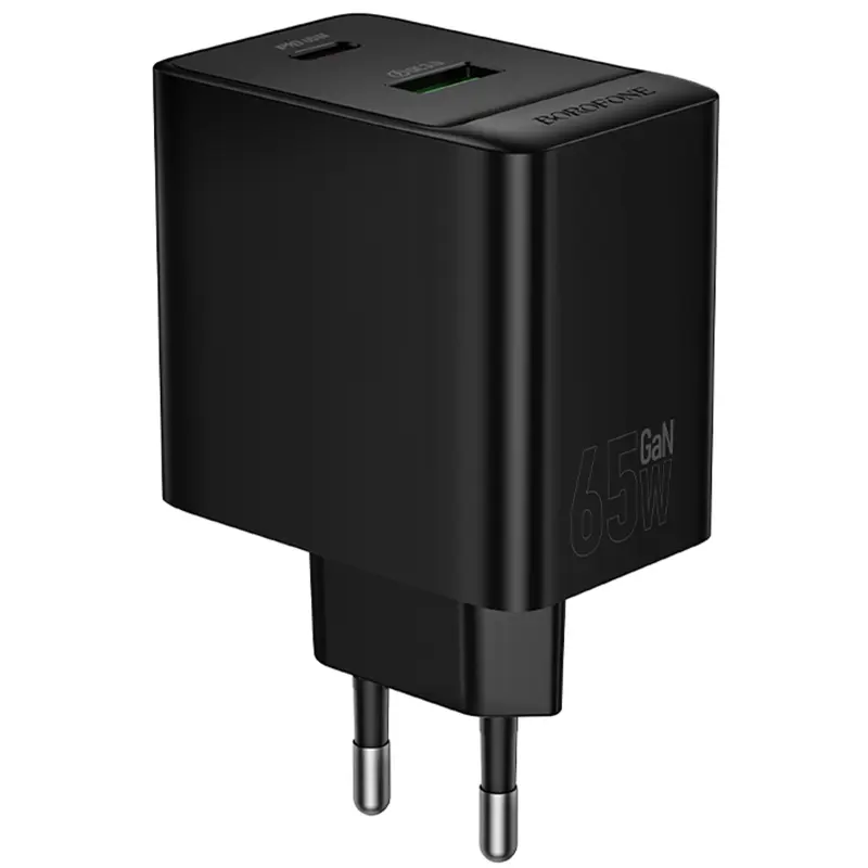 СЗУ Borofone BAS17A Erudite PD65W+QC3.0 (1USB-A/1C), Black 2, купить оптом с доставкой