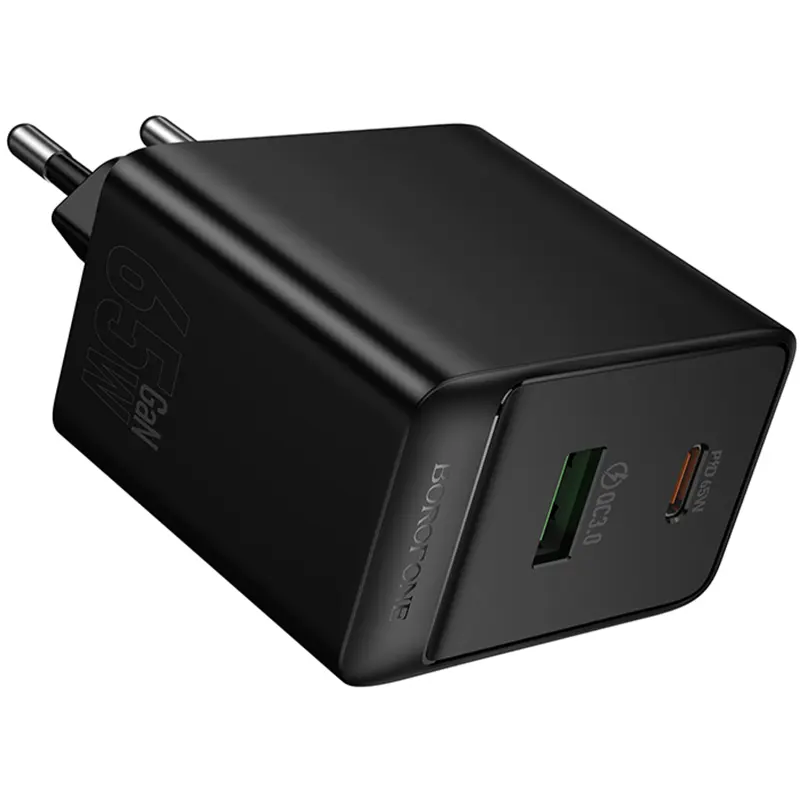 СЗУ Borofone BAS17A Erudite PD65W+QC3.0 (1USB-A/1C), Black 3, купить оптом с доставкой
