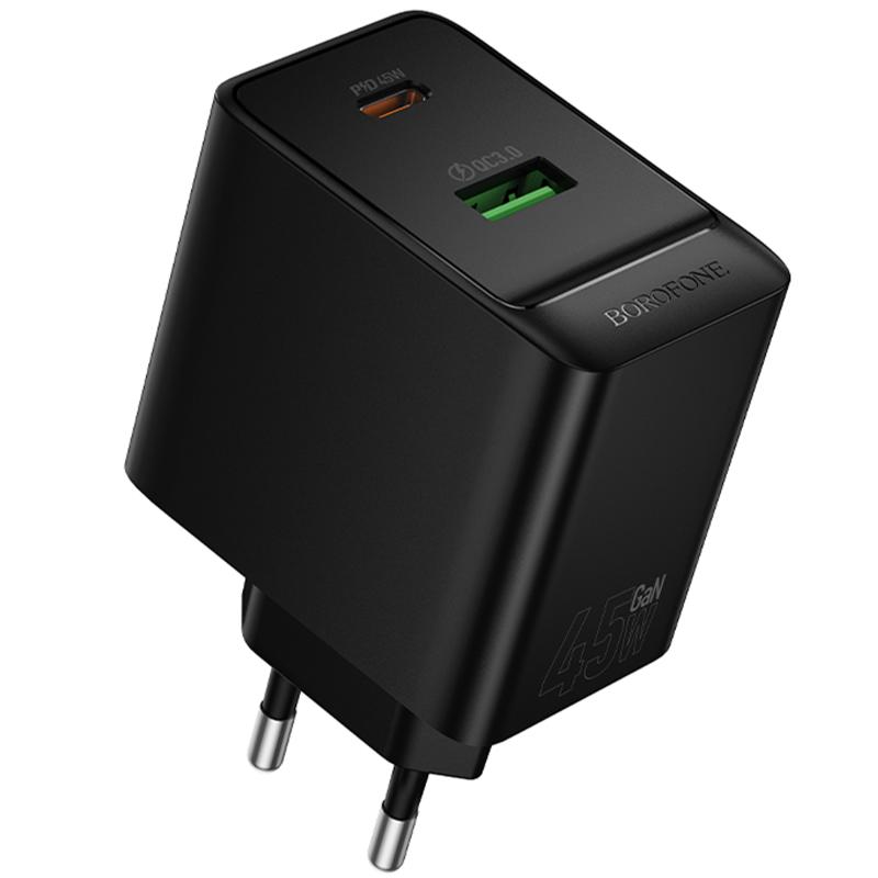 СЗУ Borofone BAS16A Erudite PD45W+QC3.0 (1USB-A/1C) на картинке №1