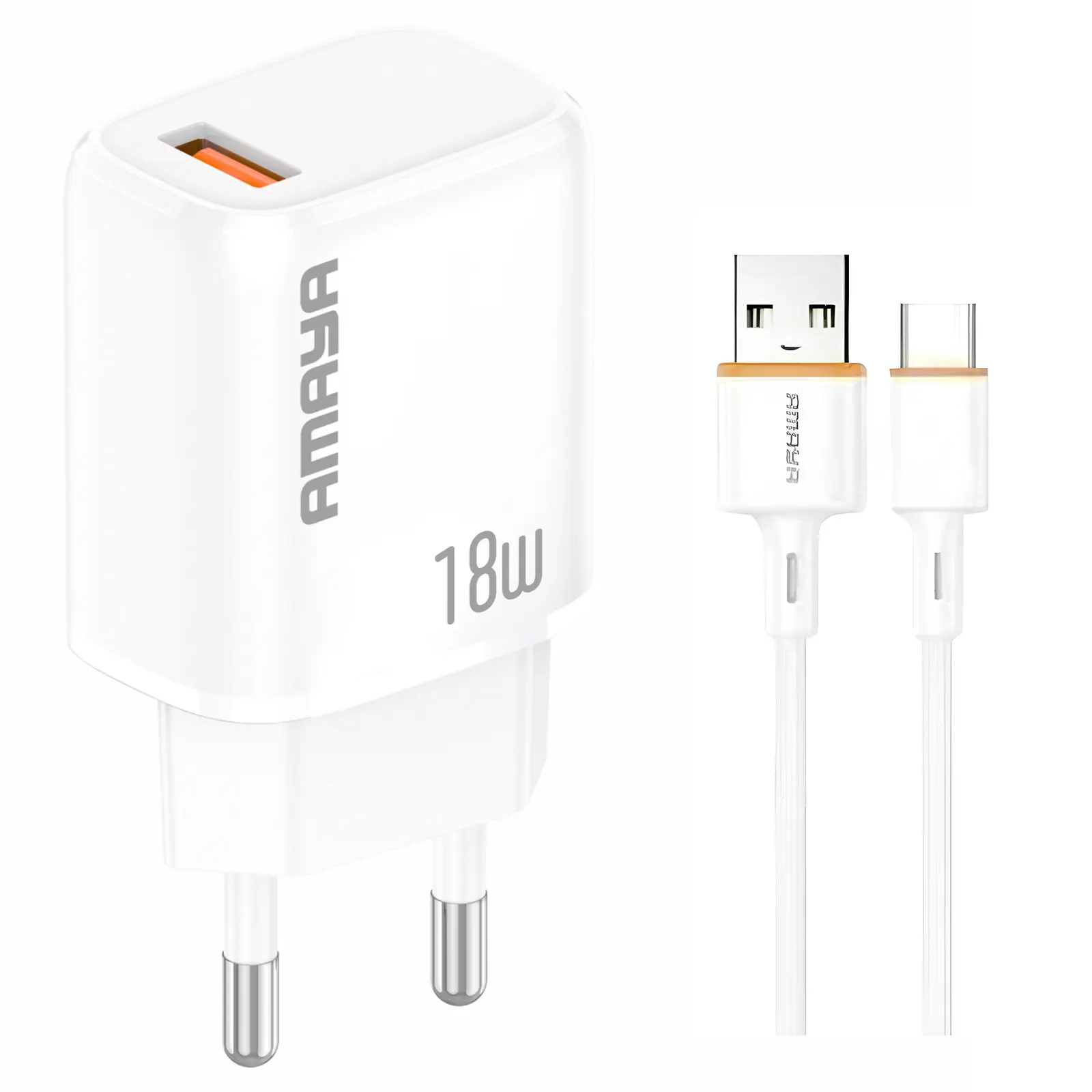 СЗУ Amaya U79S QC3.0 18W (1USB-A) + кабель USB to Type-C, White, купить оптом с доставкой