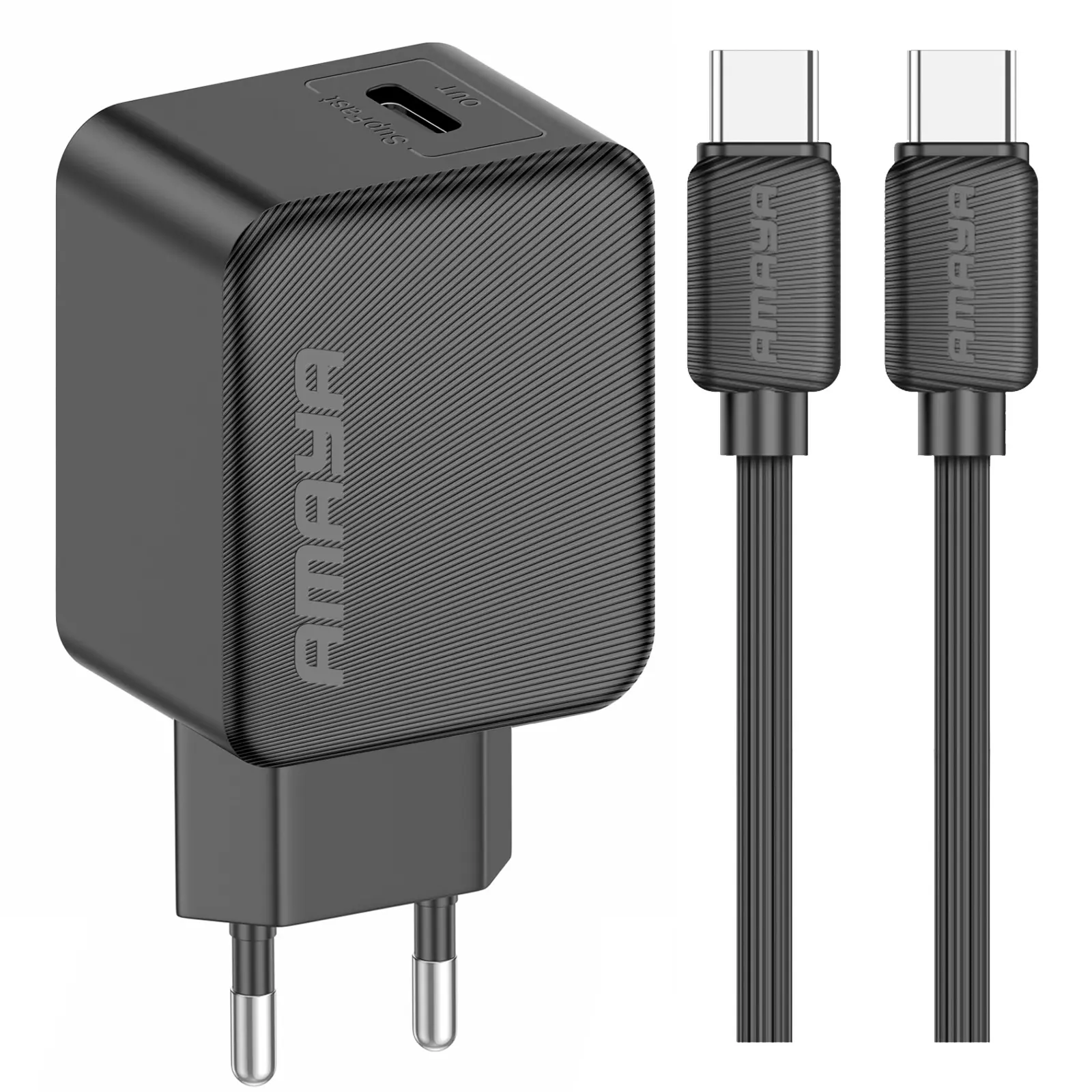 МЗП Amaya E112CC PD25W (1USB-C) + кабель Type-C to Type-C, Black, купити оптом з доставкою