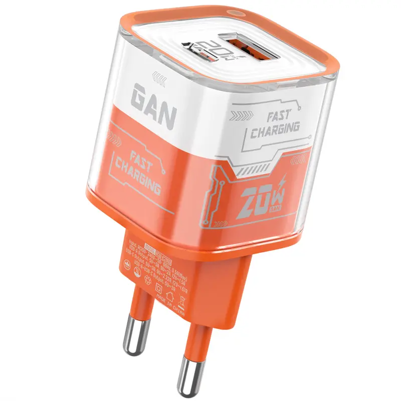 МЗП Amaya E200D PD20W+QC3.0 (1USB-A/1C), Orange, купити оптом з доставкою