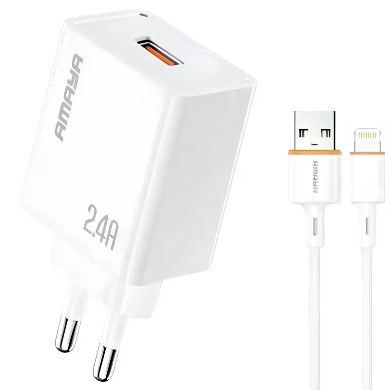 МЗП Amaya E79D 2.4A (1USB-A) + кабель USB to Lightning, купити оптом з доставкою