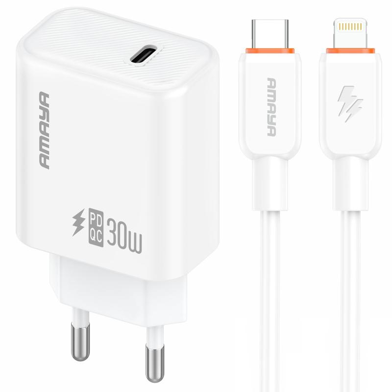 МЗП Amaya E76D PD30W (1USB-C) + кабель Type-C to Type-C на малюнкі №1