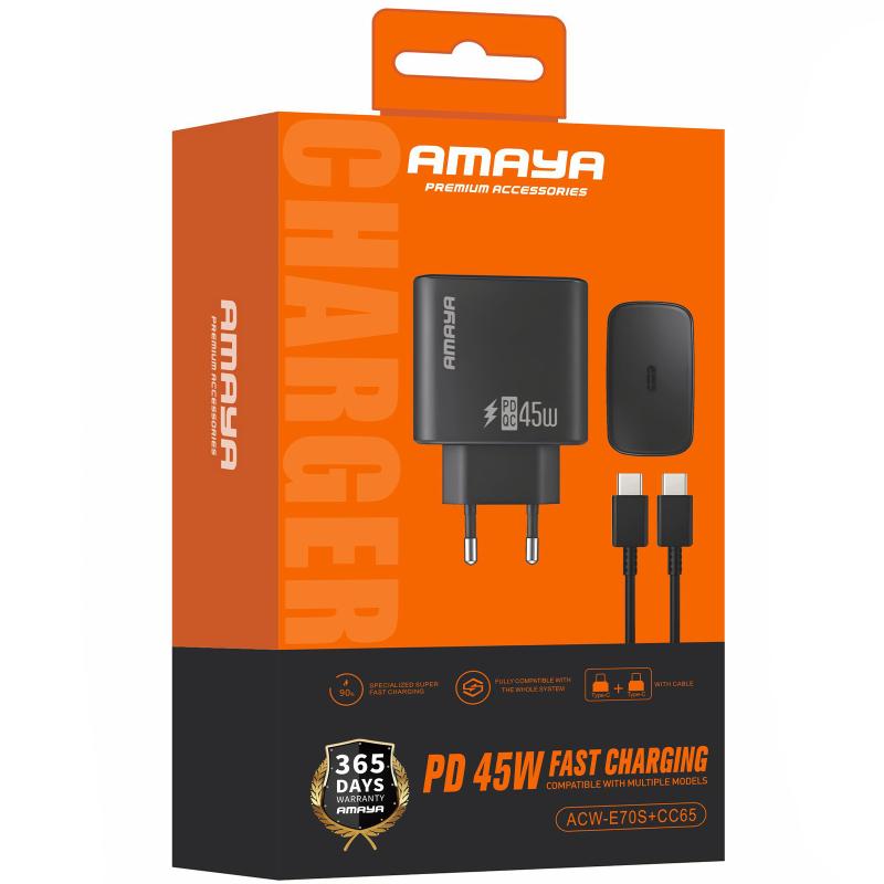 МЗП Amaya E70S PD45W (1USB-C) + кабель Type-C to Type-C на малюнкі №3