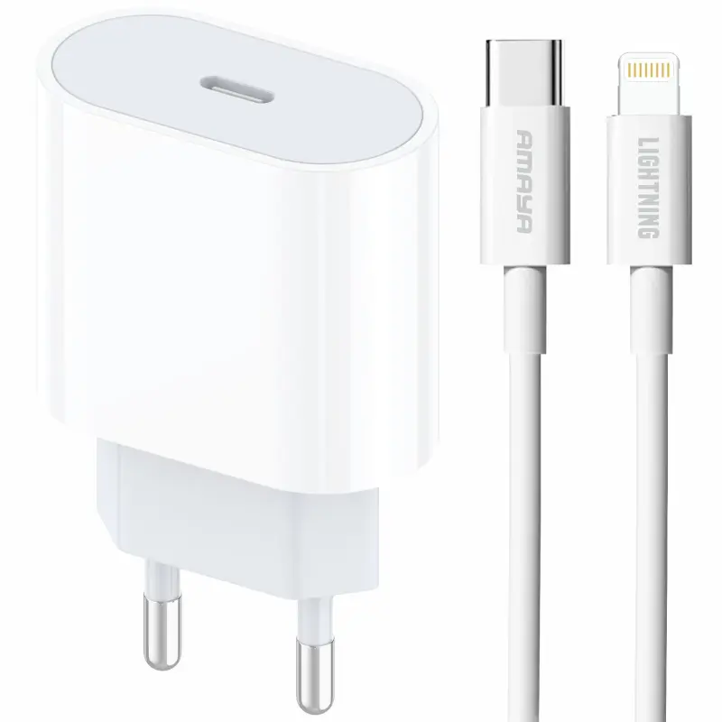 СЗУ Amaya E68S PD20W (1USB-C) + кабель Type-C to Lightning, White, купить оптом с доставкой