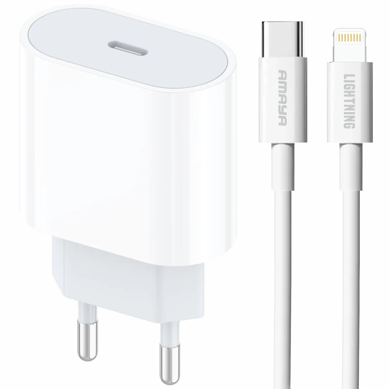 СЗУ Amaya E68S PD20W (1USB-C) + кабель Type-C to Lightning, White, купить оптом с доставкой