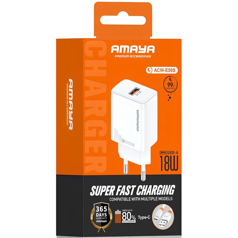 СЗУ Amaya E59S QC3.0 18W (1USB-A) на картинке №2