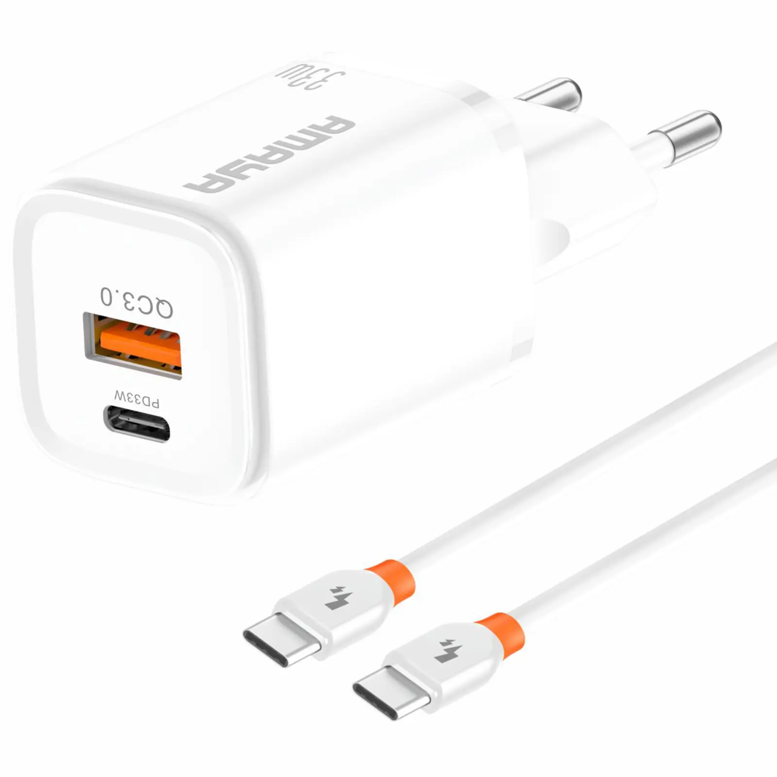 СЗУ Amaya E48D PD33W+QC3.0 (1USB-A/1C) + кабель Type-C to Type-C, купить оптом с доставкой