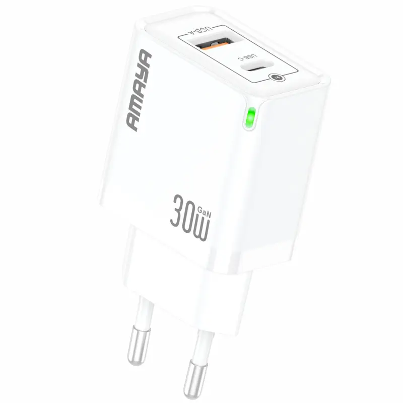 МЗП Amaya E46D PD30W+QC3.0 GaN (1USB-A/1C), White, купити оптом з доставкою