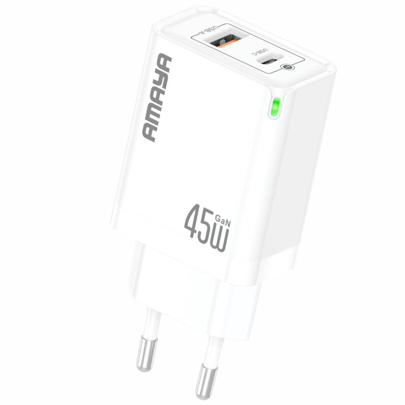 МЗП Amaya E45D PD45W+QC3.0 GaN (1USB-A/1C) на малюнкі №1