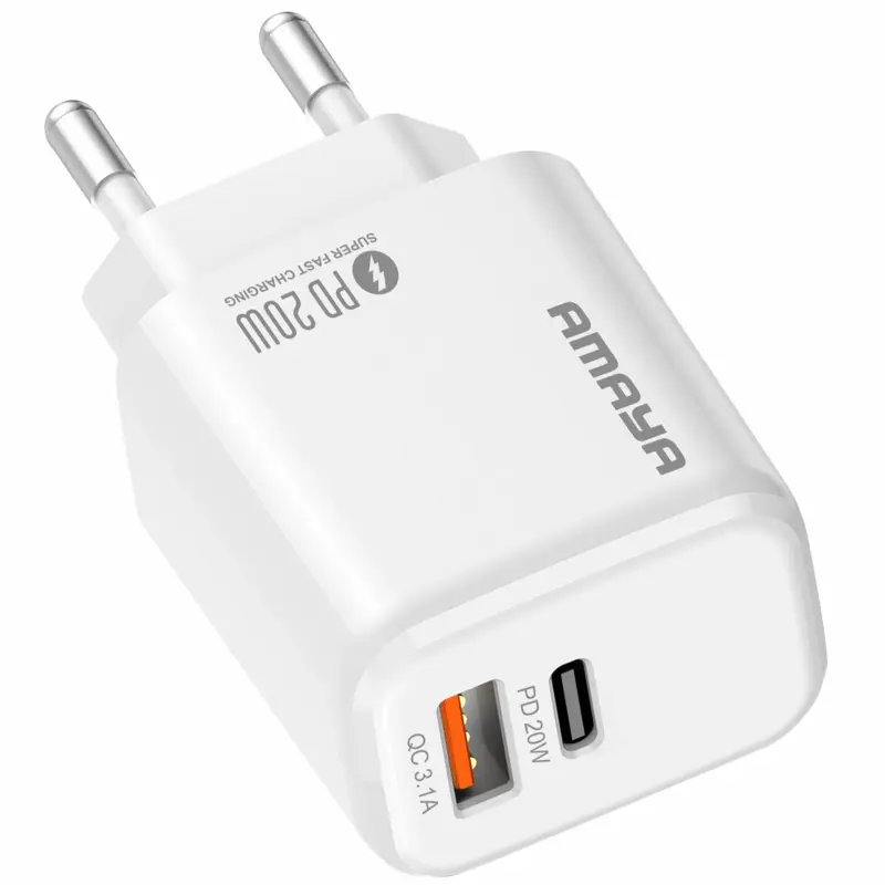 МЗП Amaya E43D PD20W (1USB-A/1C), White, купити оптом з доставкою