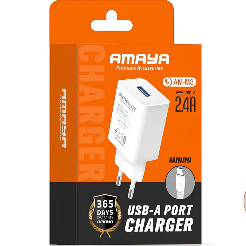 СЗУ Amaya M3 2.4A (1USB-A) + кабель USB to MicroUSB на картинке №2