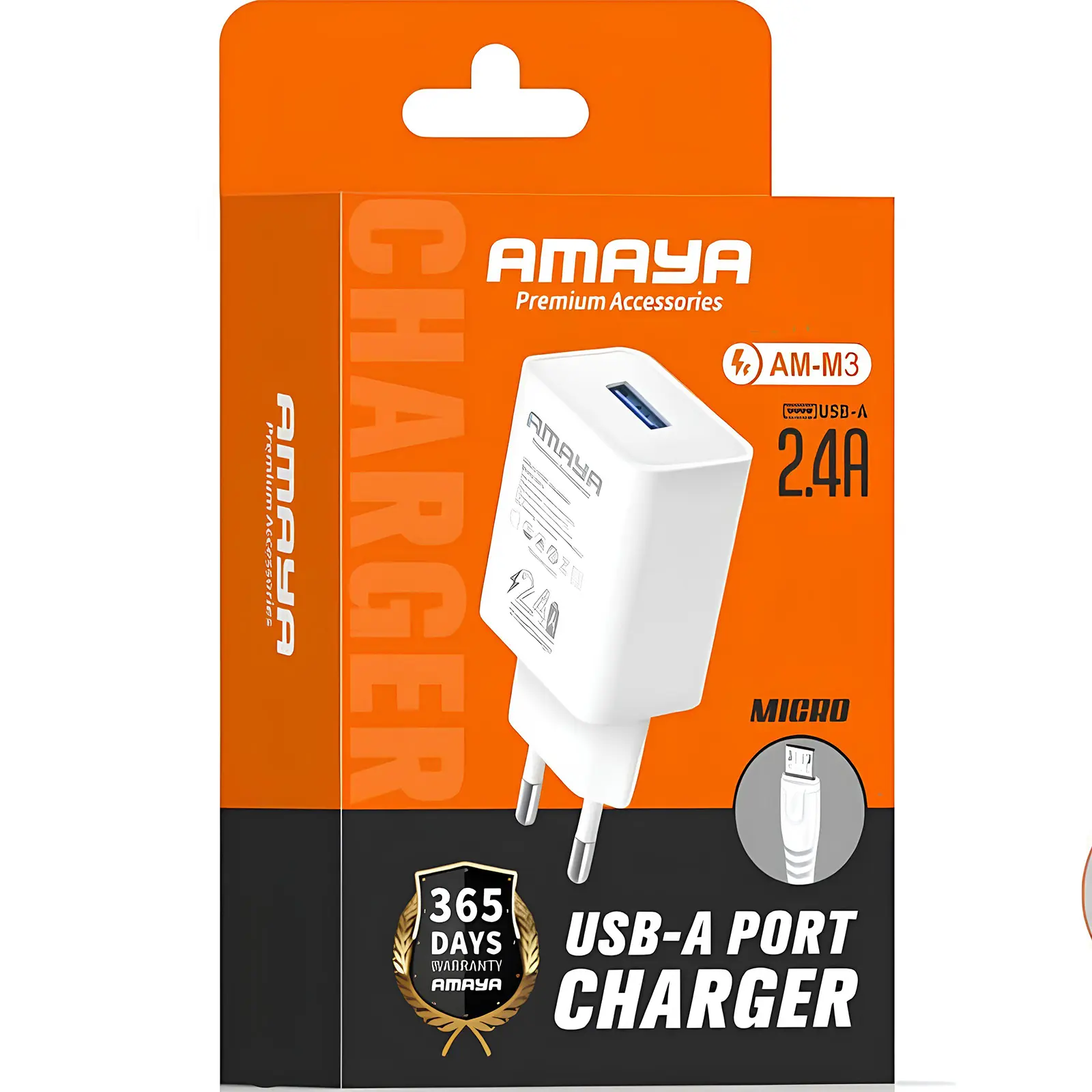 СЗУ Amaya M3 2.4A (1USB-A) + кабель USB to MicroUSB, White 1, купить оптом с доставкой