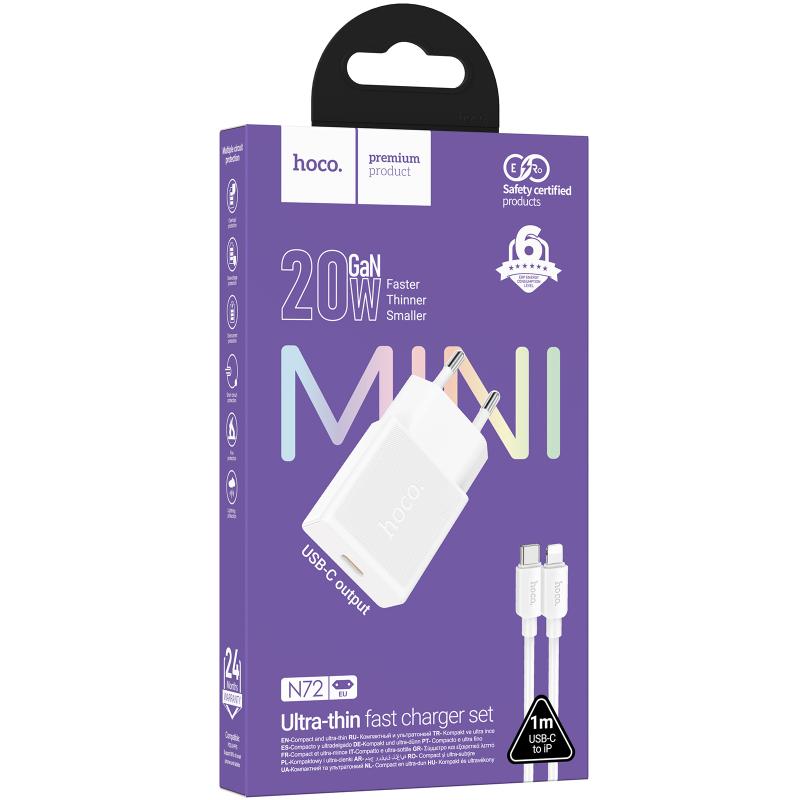 МЗП Hoco N72 Speed ultra-thin PD20W (1USB-C) + кабель Type-C to Lightning на малюнкі №2