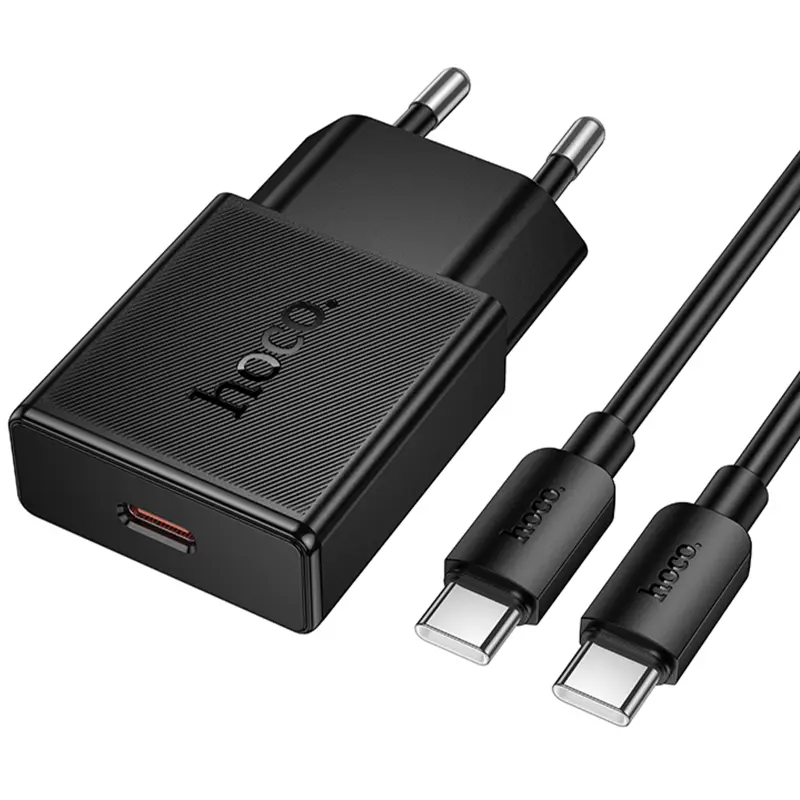 СЗУ Hoco N72 Speed ultra-thin PD20W (1USB-C) + кабель Type-C to Type-C, Black, купить оптом с доставкой