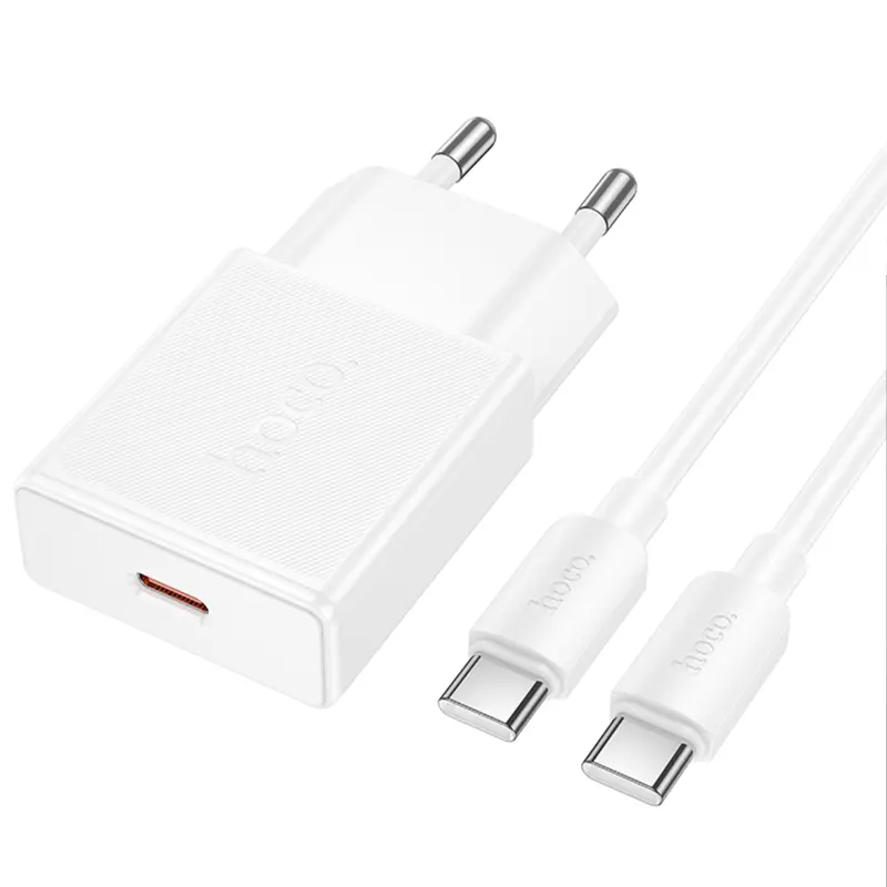 СЗУ Hoco N72 Speed ultra-thin PD20W (1USB-C) + кабель Type-C to Type-C, White, купить оптом с доставкой