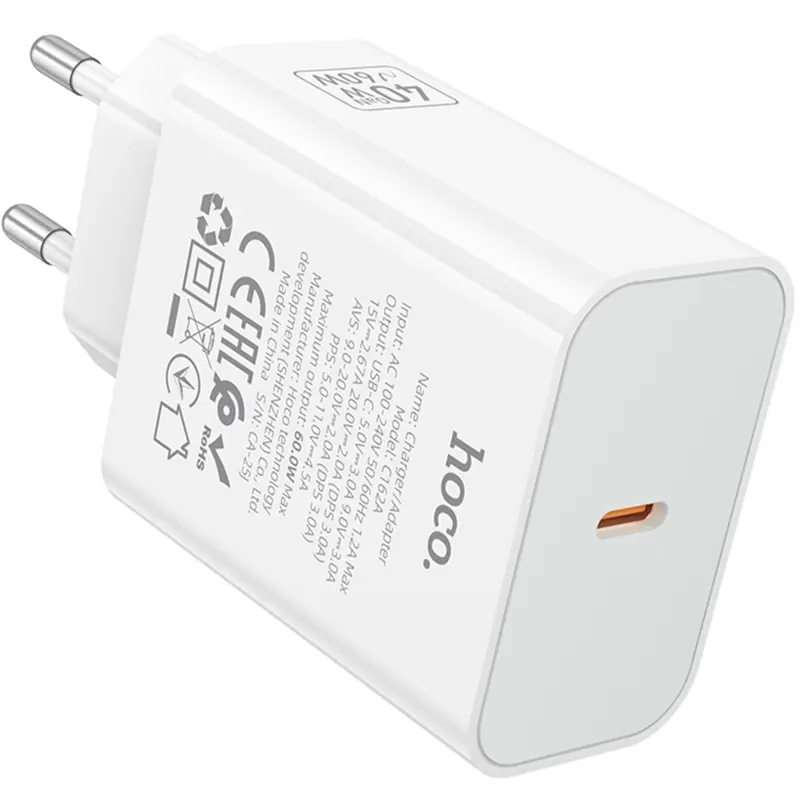 МЗП Hoco C162A Source PD40W (1USB-C), White 3, купити оптом з доставкою