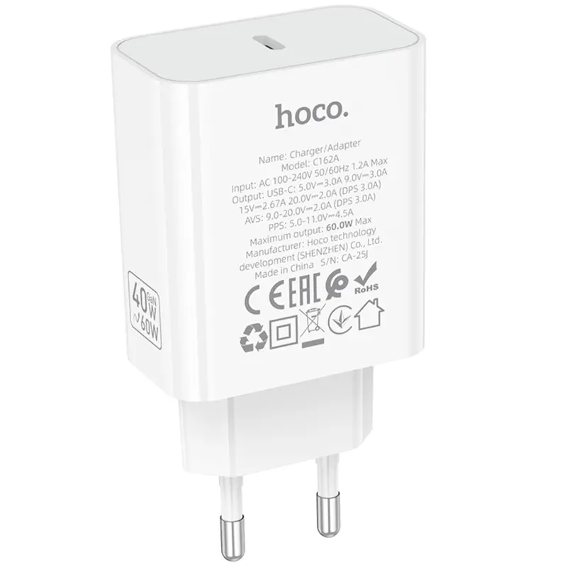 МЗП Hoco C162A Source PD40W (1USB-C), White 4, купити оптом з доставкою