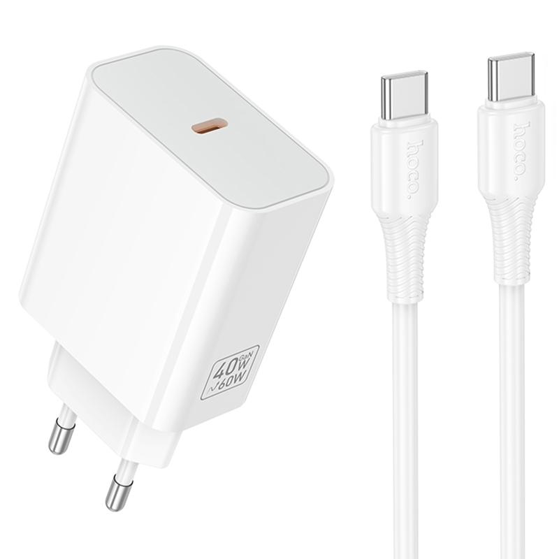 МЗП Hoco C162A Source PD40W (1USB-C) + кабель Type-C to Type-C на малюнкі №1