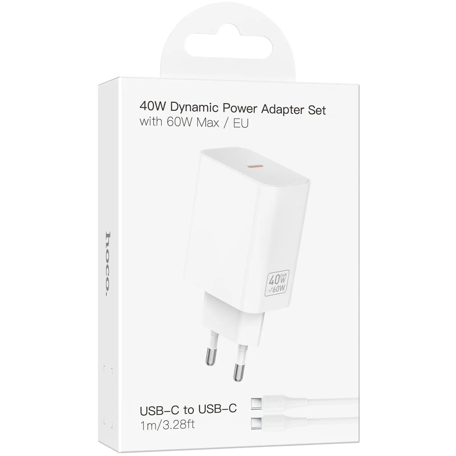 МЗП Hoco C162A Source PD40W (1USB-C) + кабель Type-C to Type-C, White 1, купити оптом з доставкою