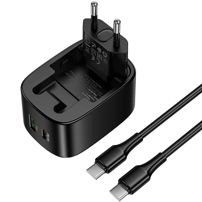 МЗП Hoco CS101A Folding PD20W+QC3.0 (1USB-A/1C) + кабель Type-C to Type-C на малюнкі №3