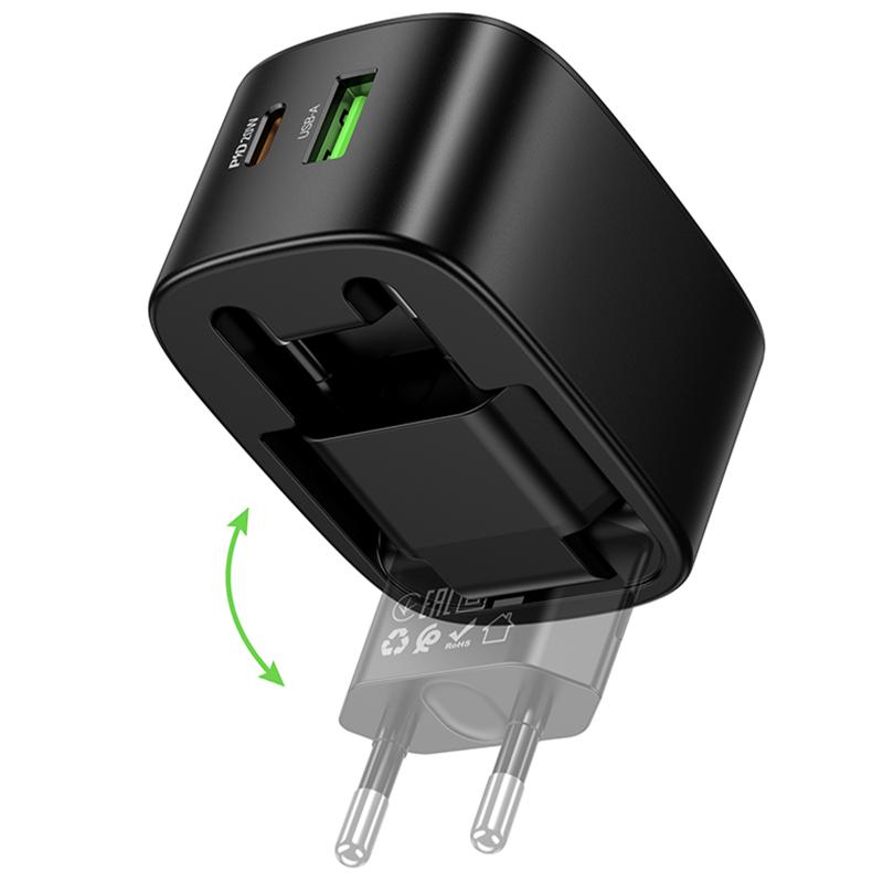 СЗУ Hoco CS101A Folding PD20W+QC3.0 (1USB-A/1C) на картинке №4