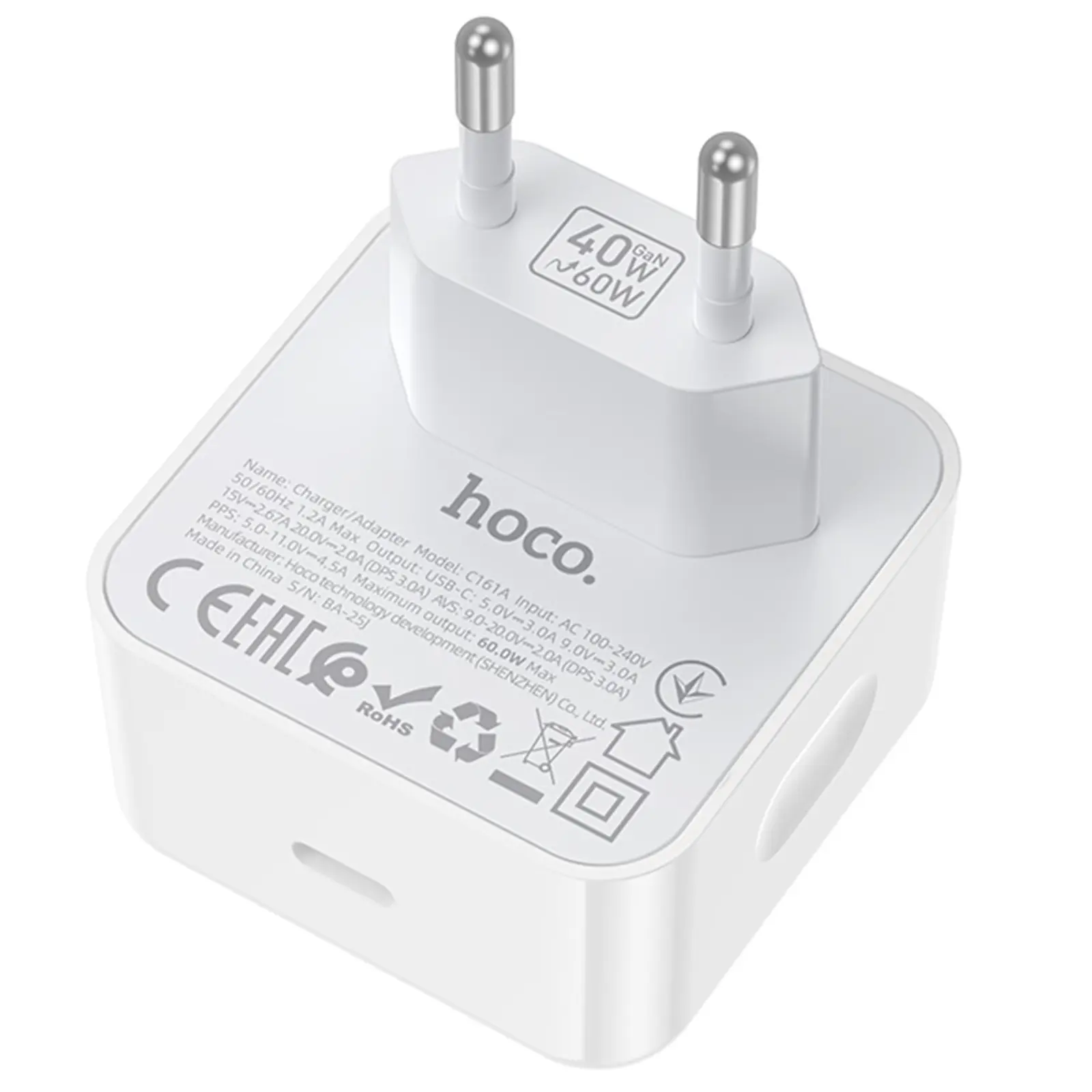 МЗП Hoco C161A Speed PD40W (1USB-C), White 2, купити оптом з доставкою