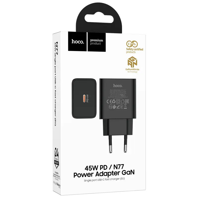 МЗП Hoco N77 Star PD45W (1USB-C), Black 1, купити оптом з доставкою